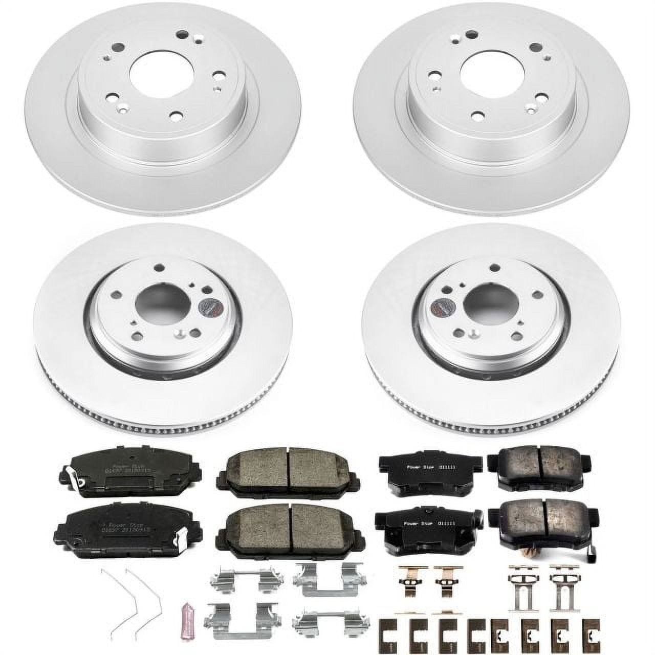 PowerStop Front and Rear Geomet Coated Brake Rotor and Pad Kit Fits: ACURA Select Models CRK7529