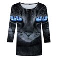 thumbnail image 4 of Hauts d'Été pour Femmes Mode Imprimé de Pâques T-shirt Ample Mi-Longueur Manches 3/4 Blouse Col Rond Hauts Décontractés Blouses d'Été pour Femmes en Solde, 4 of 5