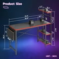 thumbnail image 4 of Bestier 52 inch Gaming Desk with LED Lights & Reversible Storage Shelves,LED Gamer Desk for Home and Office,Computer Office Desk with with Side Storage Bag-Carbon Fiber Platform, 4 of 11
