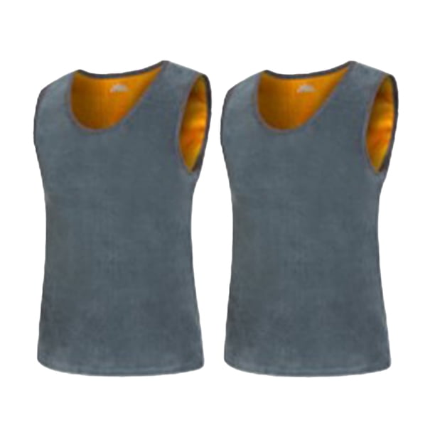 Minnieouse 2 piezas de ropa interior térmica para hombre, chaleco para clima frío sin mangas, Top básico de Color sólido, ropa Base informal cómoda Camisetas Gris claro Minnieouse AP013331-03