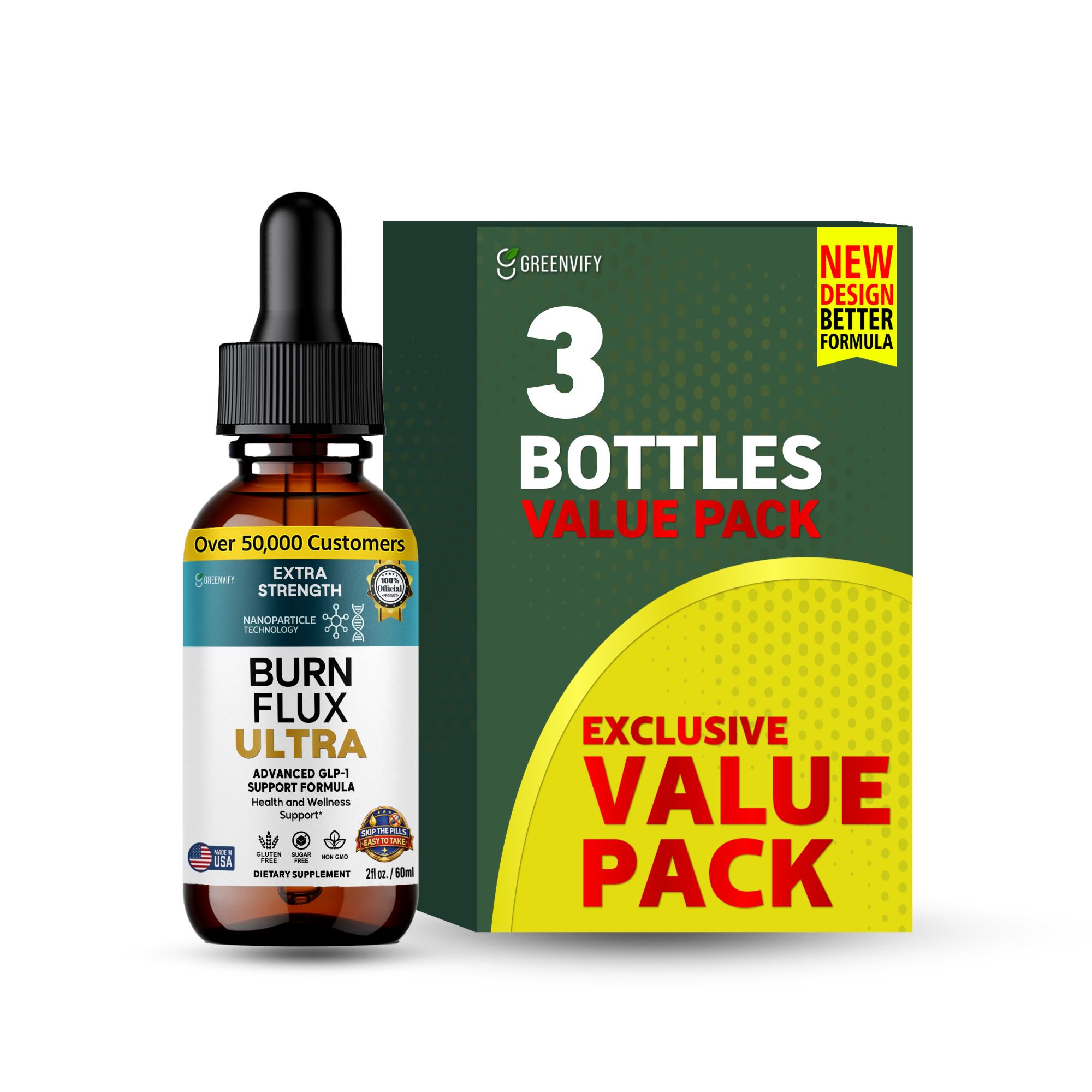 GreenVify Burnflux Ultra Liquid Drops – Daily Metabolism & Weight Management Support Supplement for Adults