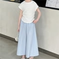 thumbnail image 6 of MZXELPRJD 2pcs Outfits for Girls Short Sleeve Lace Trim Plain Button Down Tops Wide Leg Pants Kids Trendy Loose Fit Toddler Girl Clothing Set, 6 of 8