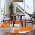 thumbnail image 4 of Orange Grey Abstract Round Living Room Rugs 7 ft, Vintage Modern Washable Area Rug with Non-Slip Sturdy Edge Binding Round Carpet for Kitchen Office Bedroom, 4 of 9