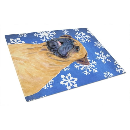 

Caroline s Treasures Mastiff Winter Snowflakes Holiday Glass Cutting Board Large