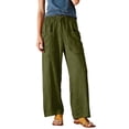 thumbnail image 5 of Minjewel Women's Solid Color Elastic Waist Loose Fit Breathable Cotton Linen Pants, Casual Trousers for Summer and Beach, Lightweight Comfortable,Army Green,L, 5 of 5