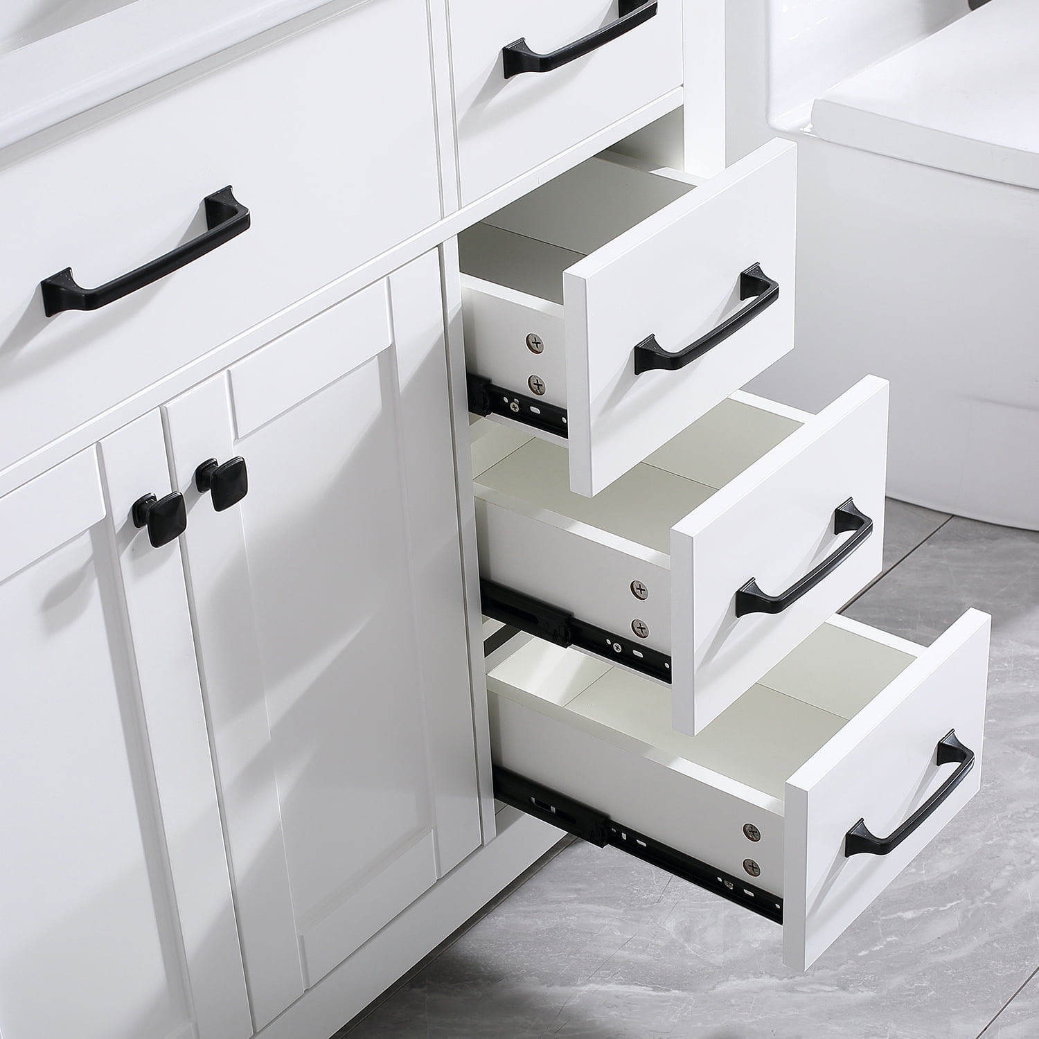 Wonline 36" White Bathroom Vanity Wood Cabinet and Mirror Vanities Set Free Standing Vanity Only