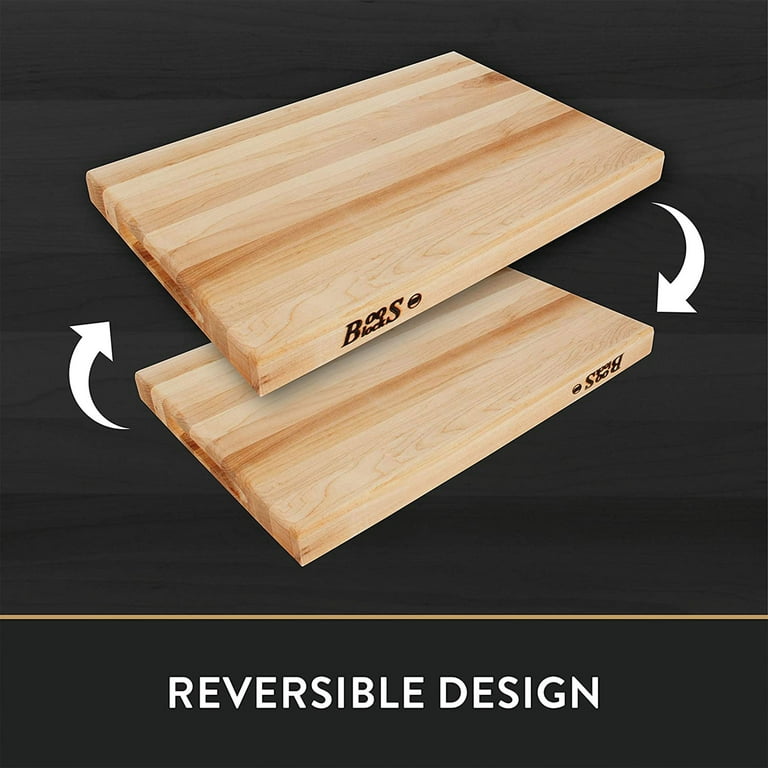 John Boos Edge-Grain Maple Reversible Cutting Board with Handles, 24 x 18