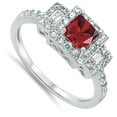 thumbnail image 4 of CHOOSE YOUR COLOR Simulated Garnet Square Solitaire Ring 925 Sterling Silver Band Red CZ Female Size 8, 4 of 4