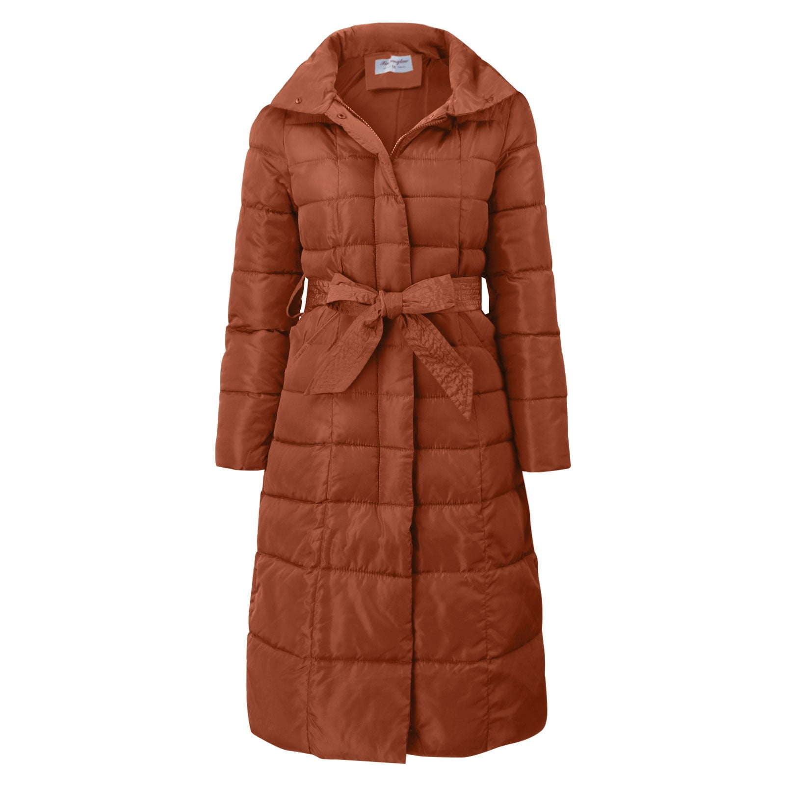 ジャケット・アウター less tailor long coat brown Lisingtool Winter Coats for Women's Solid Color Long Hooded