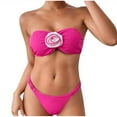 thumbnail image 2 of Odbmxy Swimsuit Women Two Piece Strapless Bandeau Bathing Suit for Women Plus Size Bikini Flower Party Padded Swimwear,Pink L, 2 of 9