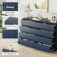 thumbnail image 3 of Navy Blue Dresser for Bedroom, Modern Dresser with 8 Drawers and Smooth Slides, Wide Chest of Drawers with Golden Handles for Bedroom, Closet, 15.7" D x 55" W x 37.4" H, 3 of 14