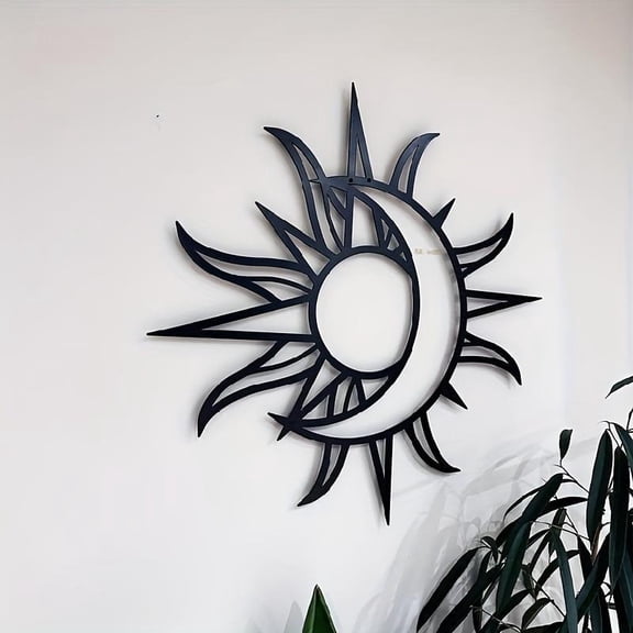 HELLOYOUNG Vintage Sun and Moon Metal Wall Art Iron Decor for Living Room Bedroom Aesthetic Large Boho Home Decor Wall Hanging, Unique Gift