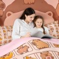 thumbnail image 5 of meiyoeat meiyoeat Initial Alphabet D 7-Piece Twin Bedding,Kawaii Animal Capybara Bedding Comforter Set,Pink Reversible, 5 of 7