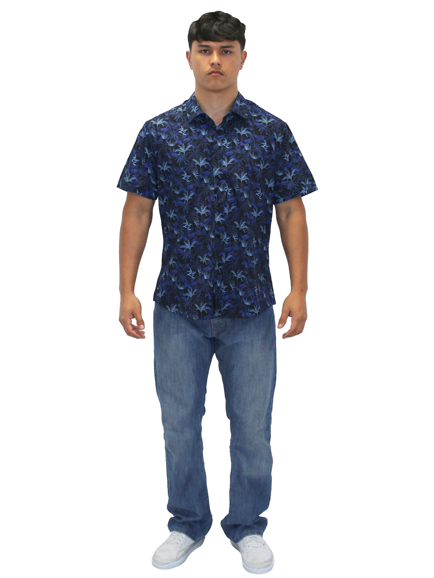 ALOHA SHIRT: PALM PLANTATION-BLACK 3XLARGE