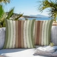 thumbnail image 5 of Brown Green Striped Outdoor Pillow Covers Set of 2 Modern Vintage Wood Texture Rectangle Waterproof Throw Pillow Case Decorative Square Cushion Cover for Patio Couch Garden Balcony, 20"x20", 5 of 9