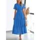 thumbnail image 5 of Vestido largo PRETTYGARDEN 2025, verano, cuello en V, ojales, azul M, 5 of 8