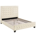 thumbnail image 7 of Platform Bed Frame, Tufted, Queen Size, Ivory White, Fabric, Bedroom, Modern Contemporary HB34999, 7 of 7