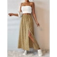 thumbnail image 4 of Women'S Floral Print Wrap Skirt, Casual Side Slit Midi Skirt for Vacation & Resort Wear Khaki M, 4 of 7