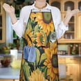 thumbnail image 6 of Dark Green Sunflower Pattern Apron-Garden Aprons for Women with Pockets-Cotton Linen Waterproof Kitchen Cooking Gardening Aprons Adjustable for Kitchen,Cooking,BBQ and Salon 33x27 Inch, 6 of 7