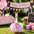 thumbnail image 5 of RUINIXCW Porch Goose Birthday Outfit for 23 inch Cement Plastic Goose Statue Accessories Garden Porch Goose Clothes Crown Hat with Scarf and Tulle Skirt Set Yard Patio Lawn Art Decor (No Goose), 5 of 9