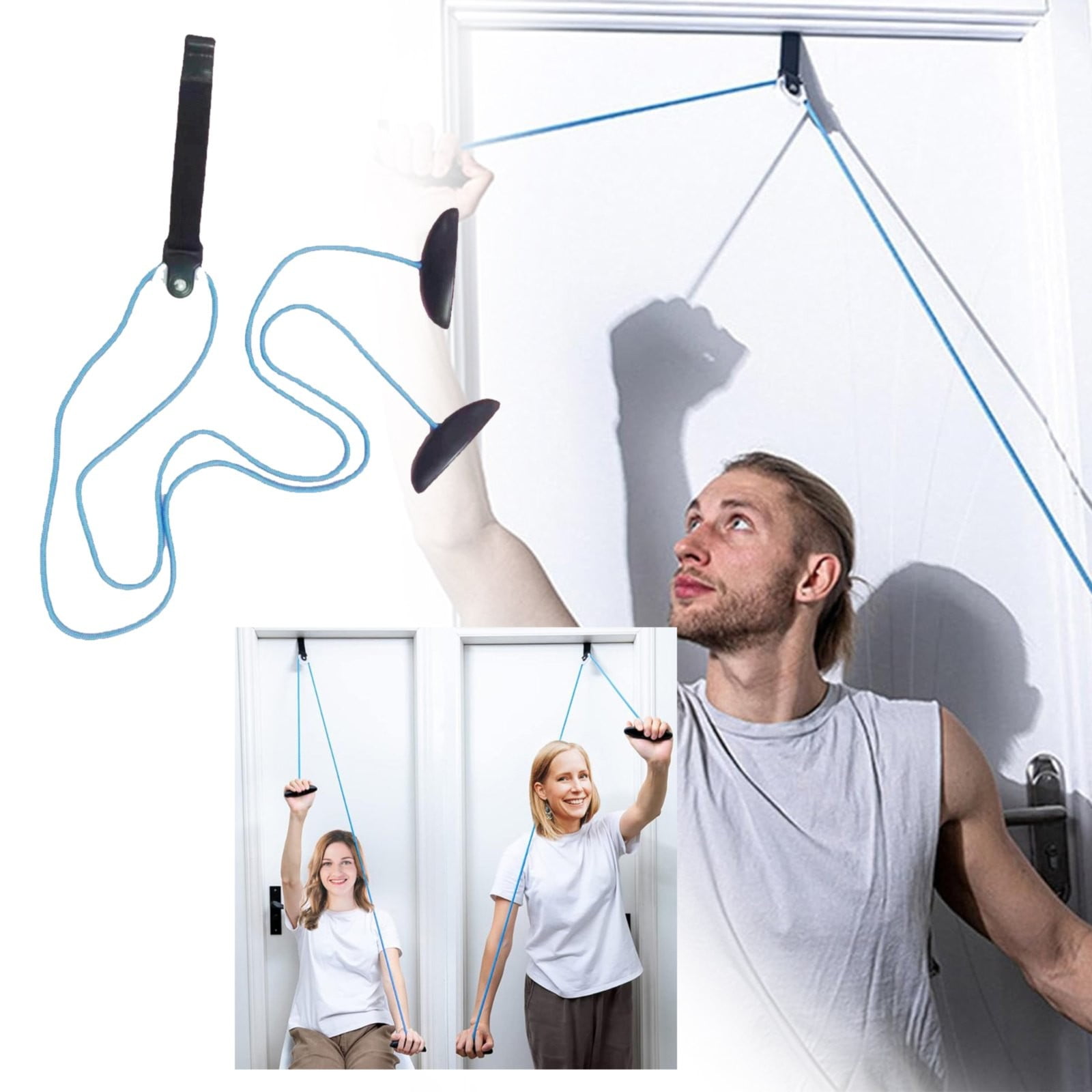 CPHDW7 Over Door Pulley, Shoulder Exercise Rehab Equipment with Ergonomic Handles and Smooth Glide Rope, Arm Pulley System for Physical Therapy Training