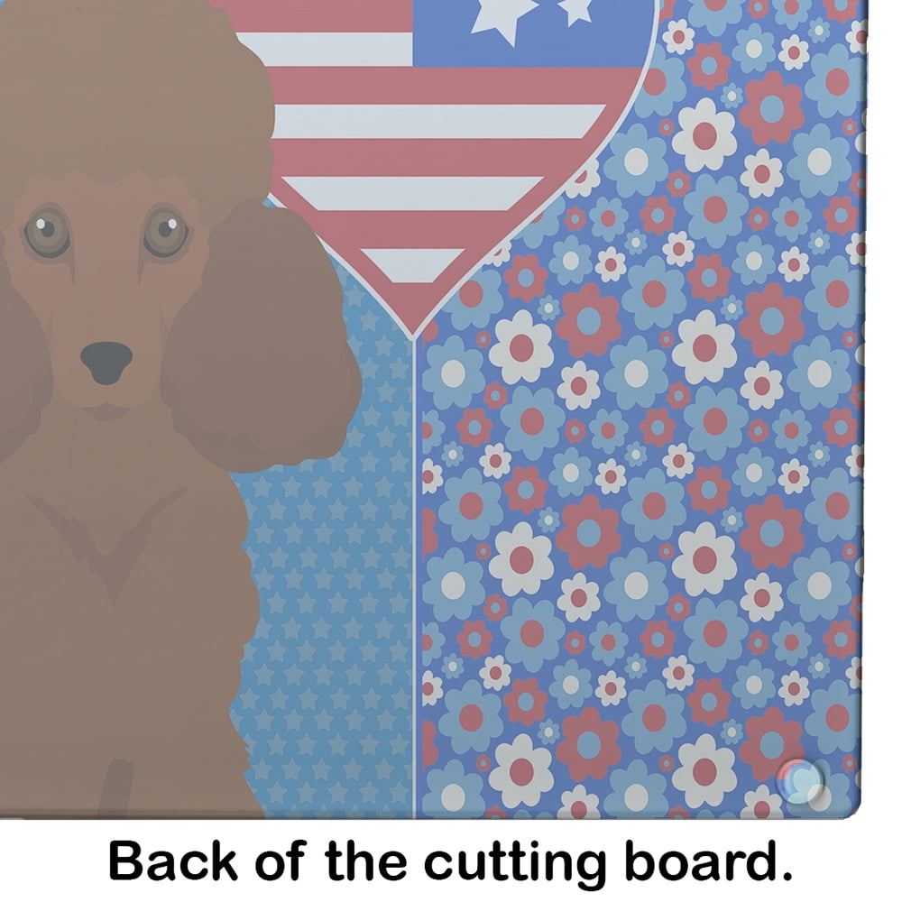 Toy Red Poodle Glass Cutting Board Large 12 in x 15 in