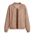 thumbnail image 2 of Little Girls Boys Long Sleeve Sweatshirt Snap Button Down with Side Pockets Loose Fit Soft Comfortable Casual Fall Outwear for Kids 4-15 Years, 2 of 7