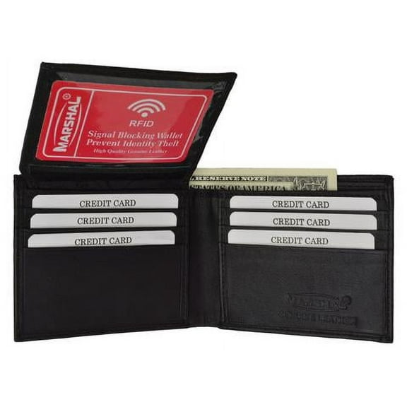 RFID Blocking Men's Premium Genuine Leather Flap Up ID Slim Bifold Wallet RFID P 53