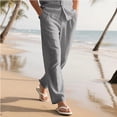 thumbnail image 2 of Lightweight Linen Pants for Men Relaxed Fit Summer Beach Trousers Casual Lounge Bottoms Travel Slacks with Deep Pockets, Gray XXL, 2 of 4