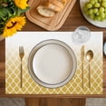 thumbnail image 4 of Yellow Ombre Stripe Placemats Set of 12, Modern Abstract Art Gradient Striped Placemats for Dining Table, Place Mats for Kitchen Tabletop, Waterproof Wipeable Dining Table Mats Set, 4 of 9