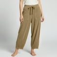 thumbnail image 6 of Women's Corduroy Pants Drawstring Elastic Waist Baggy Wide Leg Trousers Pull On Fall Winter Harem Outfit with Pockets (S, Khaki), 6 of 8