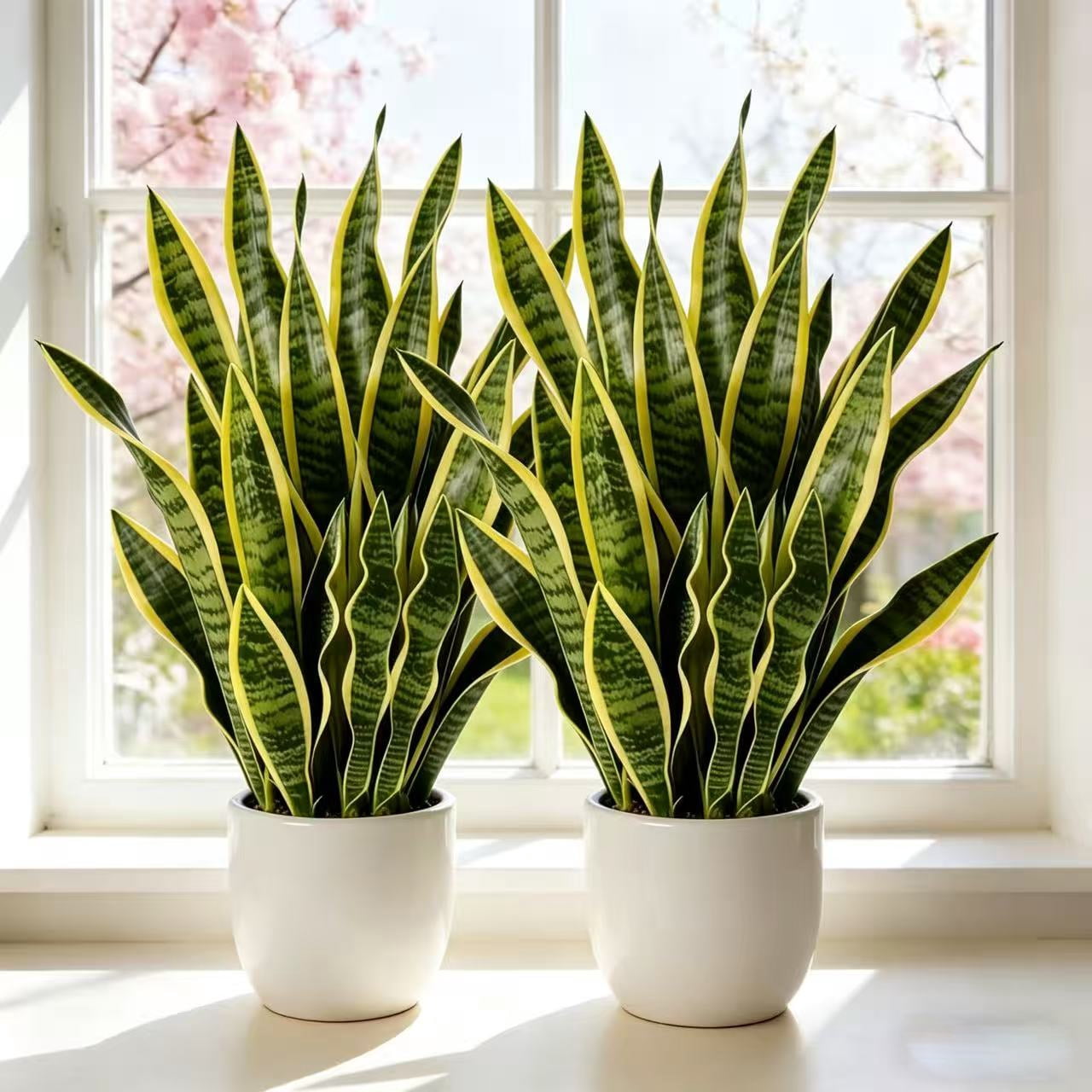 21 Inch Artificial Snake Plant, 2 Pack Faux Sansevieria Plants, UV Resistant Fake Snake Plant for Indoor Outdoor Home Decor