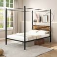 thumbnail image 4 of Infans Full Size Canopy Bed Frame 4-Poster Platform Bed Frame w/ Industrial Headboard, 4 of 7