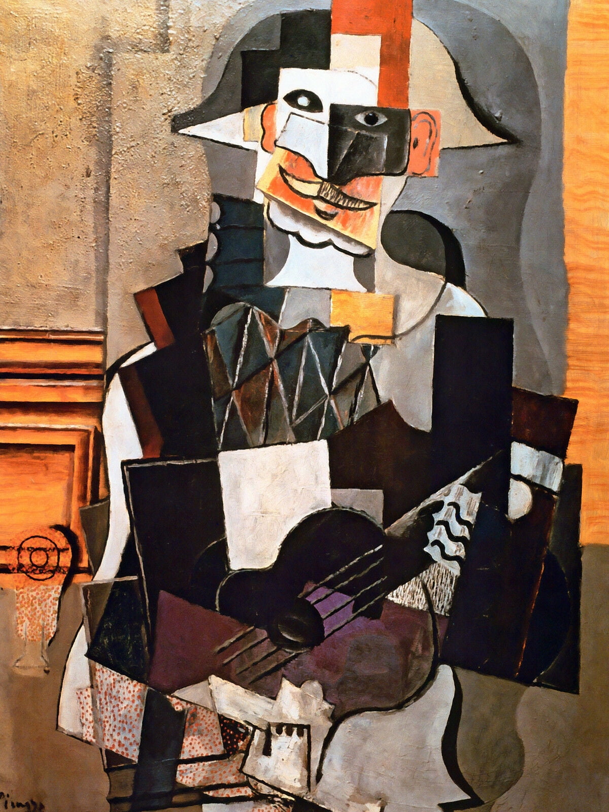 Harlequin Playing The Guitar- Picasso - CANVAS or PRINT WALL ART
