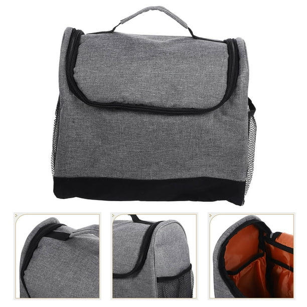 AURARMLET Portable Grey Nylon Bartender Bag with Padded Compartments for Wine Bottles Bar Tool Storage