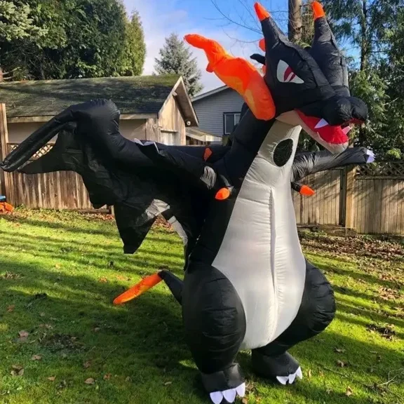 Dinosaur Inflatable Costume Pterodactyl Full Body Inflatable Dress Up Adult Christmas Halloween Carnival Cosplay Inflatable Suit,Height 59"–74.8",Dragon