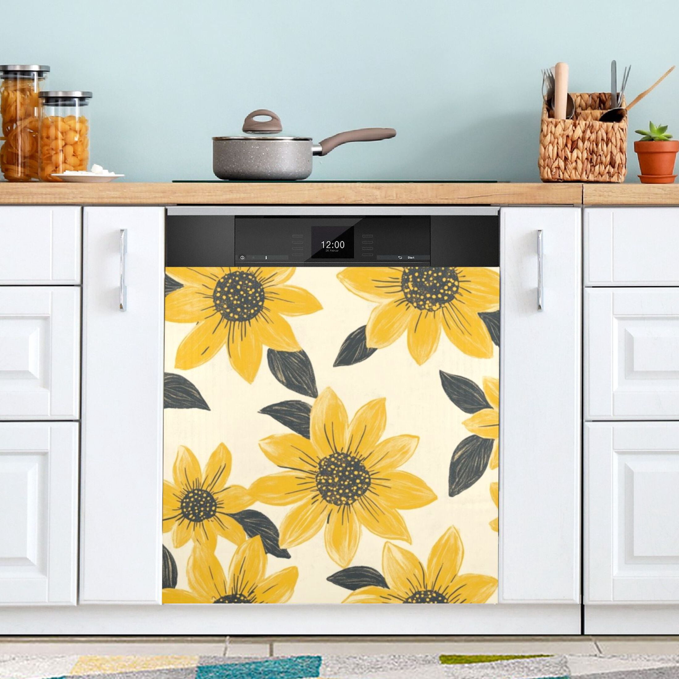 Dishwasher Magnetic Sticker 23x26 Inch Refrigerator Magnetic Sticker Washing Machine Magnetic Sticker Kitchen Panel Magnetic Sticker Home Decor Lovely Yellow Chrysanthemums