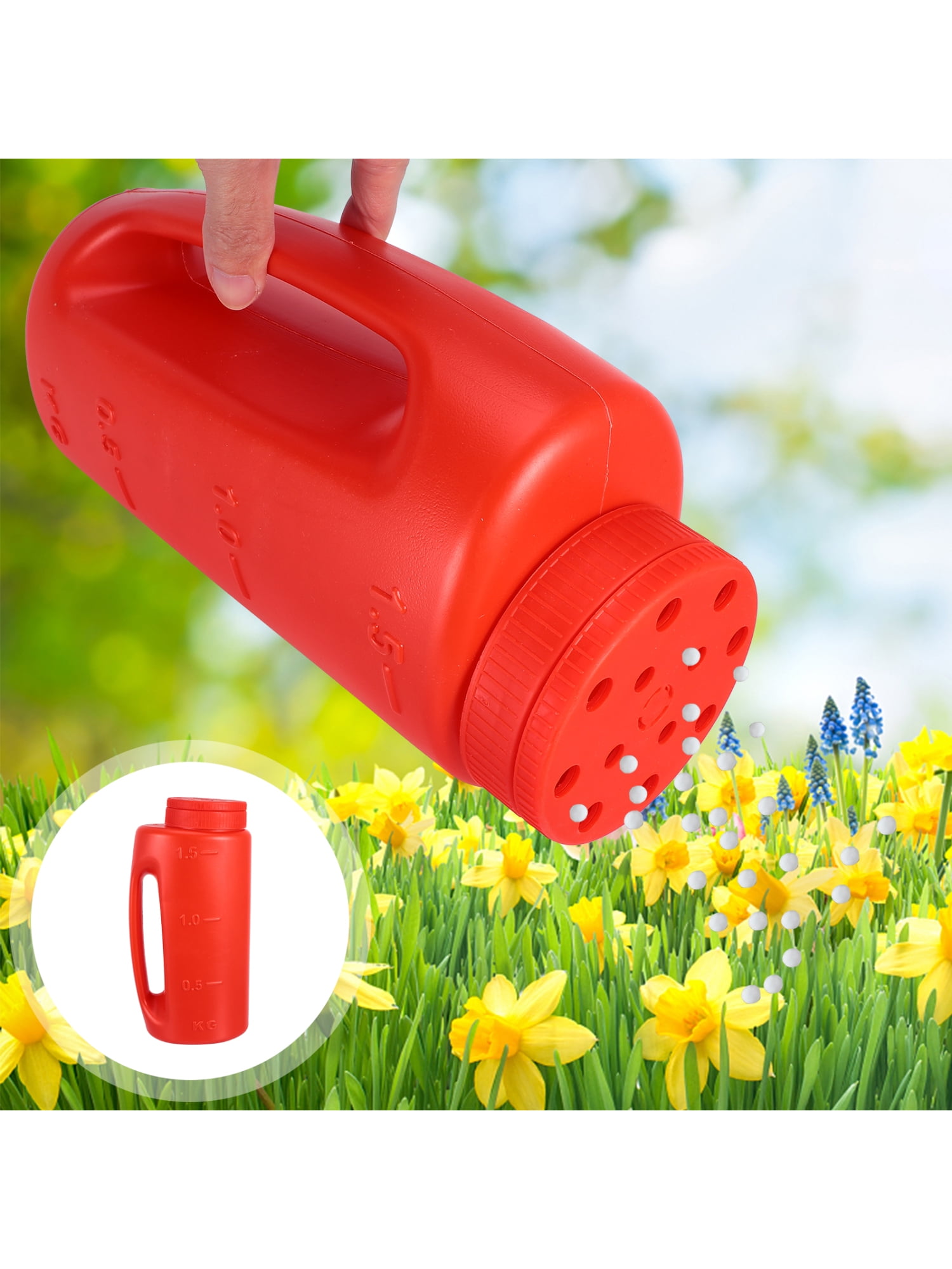 ice melt salt dispenser 2L Handheld Spreader Adjustable Hole Size Lawn