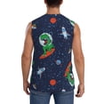thumbnail image 4 of Lsque Dinosaur Astronaut Space Surfing Print Men's Cotton Blend Sleeveless Muscle Shirts (S-3XL)- Moisture Wicking, Odor Protection, UPF 30+,Small, 4 of 8