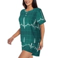 thumbnail image 2 of Lsque ECG Wave Women's Short-Sleeved Pajama Set - 2 Piece Soft and Lightweight Sleepwear Set-X-Large, 2 of 9