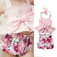 thumbnail image 5 of Fortune Baby Girl Clothes Pink Sleeveless Hanging Neck Ruffle Top+Floral Shorts, 5 of 8