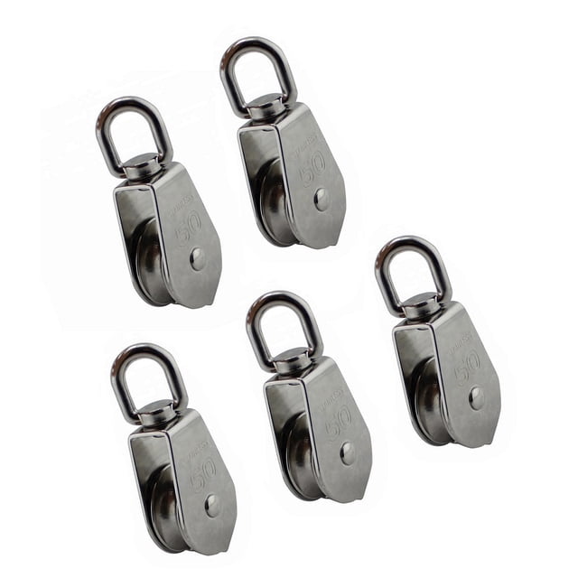 5PCS 304 Stainless Steel Single Swivel Pulley 15mm 20mm 32mm 50mm Heavy Duty Rigging Hardware Swivel Lifting Rope Pulley Block ,Easy Installation
