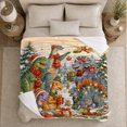 thumbnail image 5 of Dinosaurs around Wrapped Presents and Tree, Festive Whimsical Style for Dinosaur Lovers, Holiday Dino Party Scene and Christmas Gift, Cozy Flannel Blanket for Playroom and Bedroom, Home Decor, 5 of 9