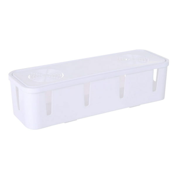 Xihbxyly Caja de Almacenamiento para Enchufes, Organizador Multifuncional para El Hogar, Práctico Organizador de Regletas, Plástico Blanco, Tamaño Compacto, para Uso En Casa o En La Oficina, 26,5 X 8