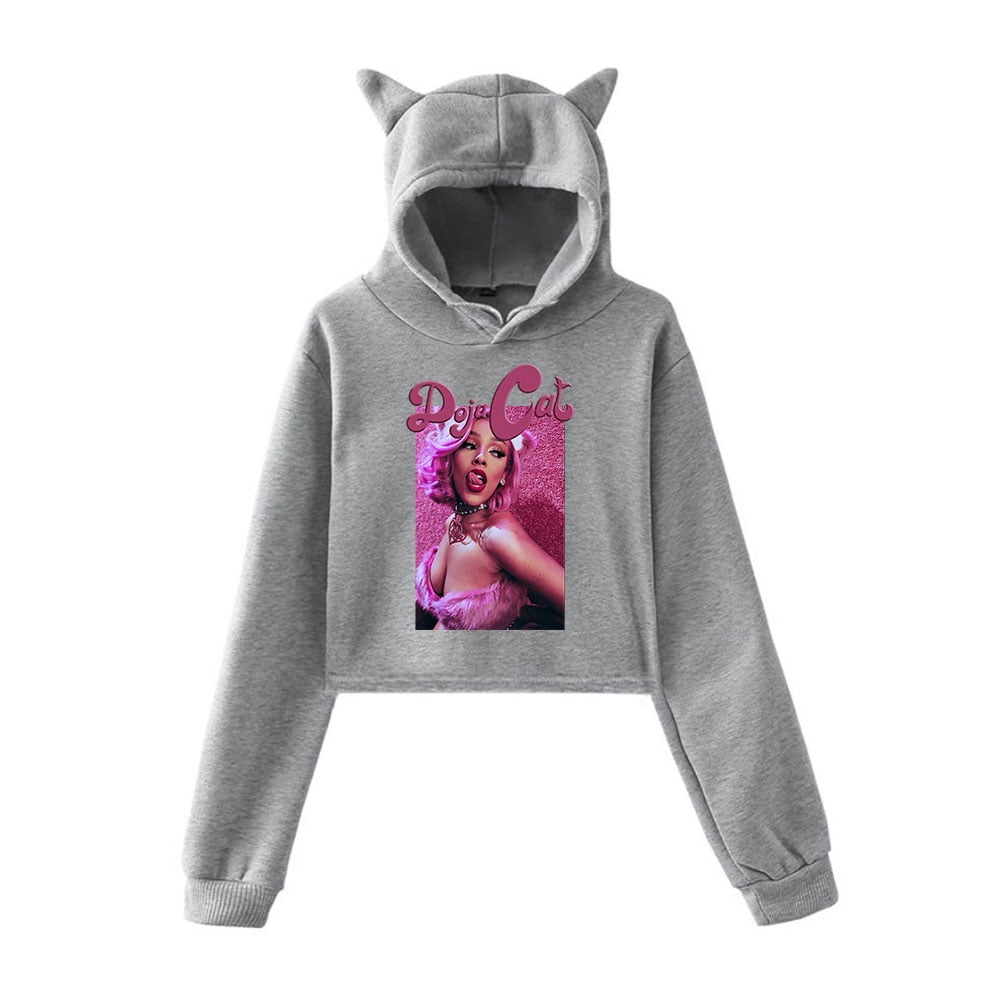 Doja cat Say so Merch Hoodies Sweatshirts for Girls Cat Ear Crop Top ...