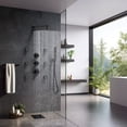 thumbnail image 3 of EVERSTEIN Thermostatic 12 inch Shower System Wall Mount Rain Shower Head CUPC 2.5 GPM Shower Faucet Set with Valve 6 pcs Side Body Jets High Pressure 2 Functions Handheld Spray Matte Black, 3 of 11