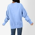 thumbnail image 7 of AKOEE Cotton Fleece Pullover Womens Split Hem Oversized Sweatshirt Long Sleeve Drop Shoulder Crewneck Trendy Tops (M, Light Blue), 7 of 7