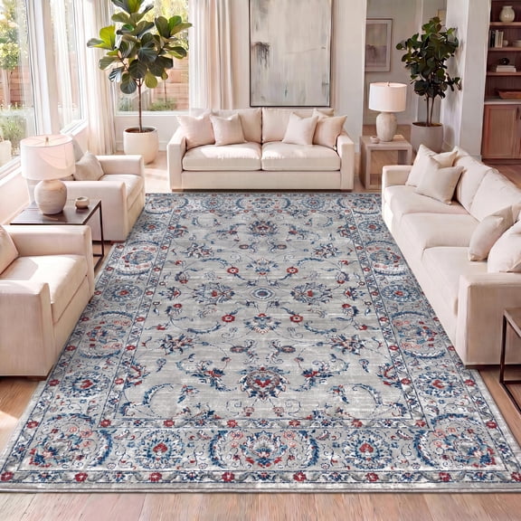 JONATHAN Y MODERN PERSIAN 5 x 8 Area Rug, Vintage - Light Gray/Red, MDP107A-5