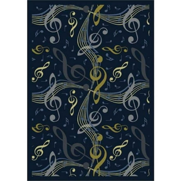Virtuoso Navy 3 ft.10 in. x 5 ft.4 in.  WearOn Nylon Machine Tufted- Cut Pile Whimsy Rug