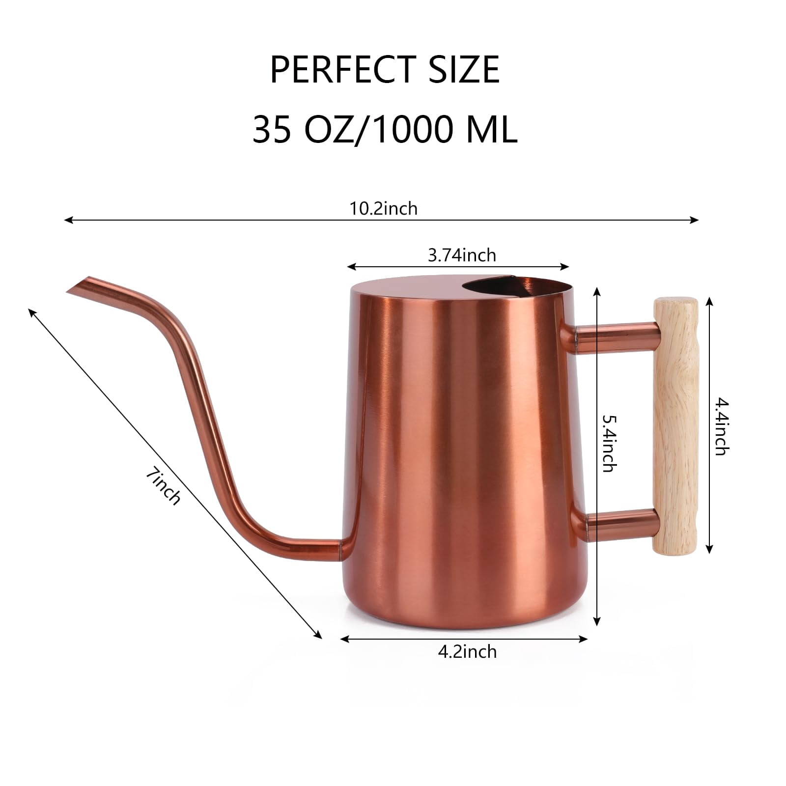 Watering Can Indoor Plants, 35oz Small Stainless Steel Metal Watering Can Modern Decorative Watering Pot with Long Spout for Indoor House Plant Bonsai Garden Flowers (Copper) - COPPER